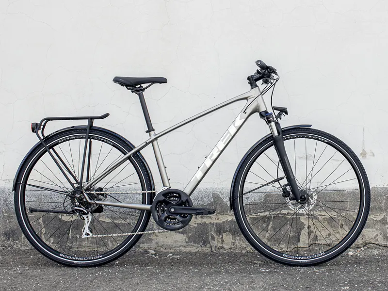 2021 Trek Dual Sport 2 Equipped Hybrid Bike in Silver